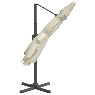 vidaXL Riippuva LED-aurinkovarjo hiekanvalkoinen 400x300 cm