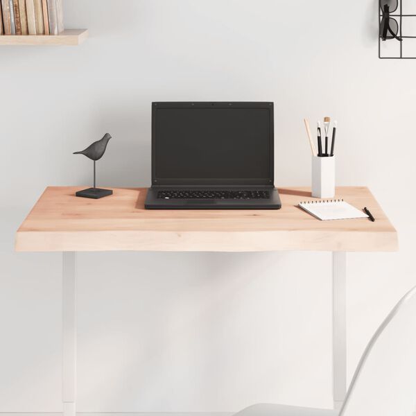 vidaXL Pöytälevy 80x40x(2-6) cm käsittelemätön täysi puu elävä reuna