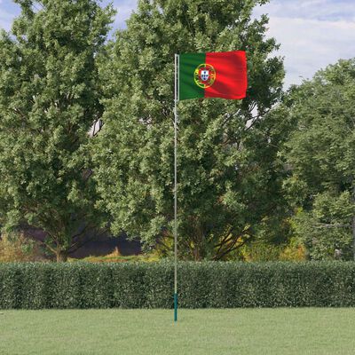 vidaXL Portugalin lippu ja lipputanko 5,55 m alumiini