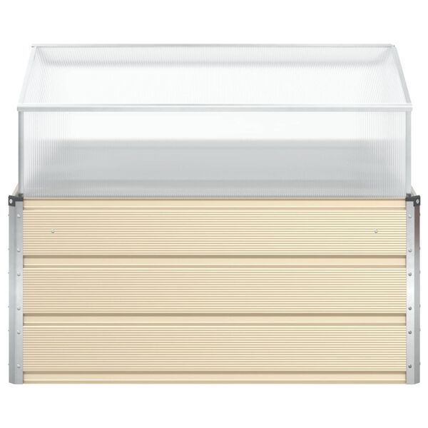 vidaXL Kukkalaatikko Ivoori 100 x 100 x 77 cm Galvanoitu ter&auml;s