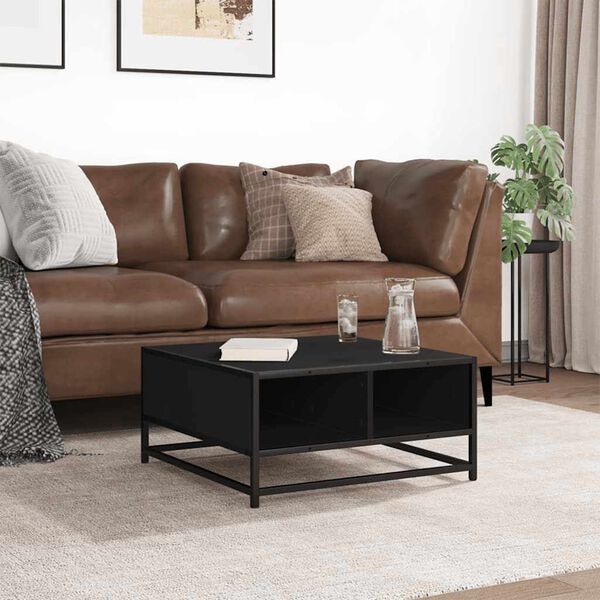 vidaXL Sohvapöytä musta 60,5x60,5x30 cm tekninen puu ja metalli