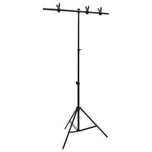 vidaXL T-muotoinen taustakankaan teline musta 91x60x(70-200) cm