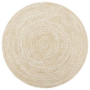 vidaXL K&auml;sintehty juuttimatto valkoinen ja luonnollinen kuvio 90 cm