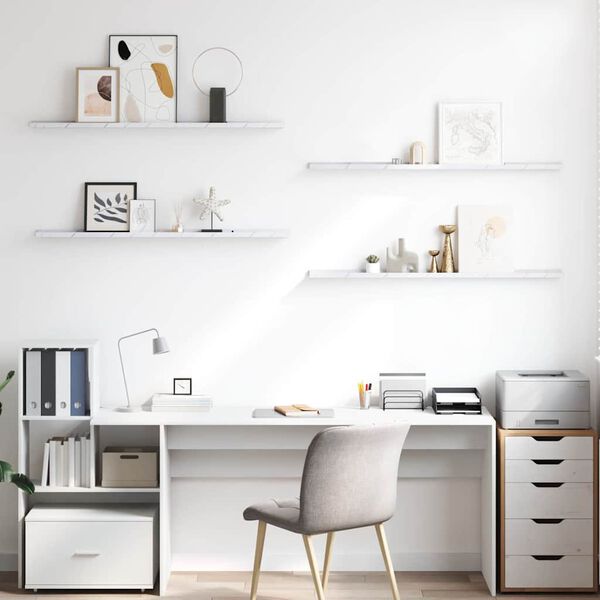 vidaXL Sein&auml;hylly 4 pcs Valkoinen marmori 115 x 9 x 3 cm Tekninen puu