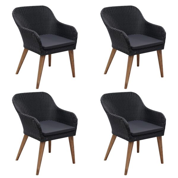 vidaXL 5-osainen Ulkoruokailuryhm&auml; musta