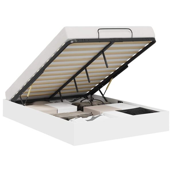 vidaXL Ottoman S&auml;ngyn Runko Valkoinen 193 x 120 x 25 cm K&auml;sitelty puu