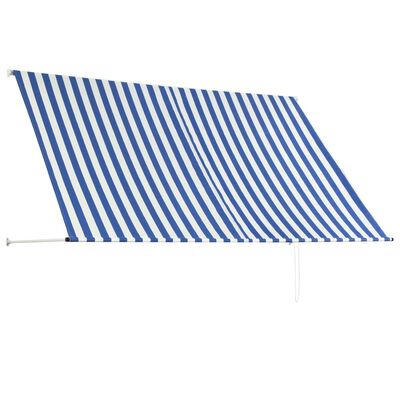 vidaXL Sisäänkelattava markiisi 250x150 cm sininen ja valkoinen