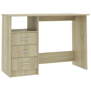 vidaXL Ty&ouml;p&ouml;yt&auml; laatikoilla Sonoma-tammi 110x50x76 cm lastulevy