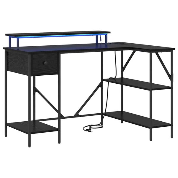 vidaXL P&ouml;yt&auml; hyllyll&auml; Musta tammi. 120 x 79 x 86,5 cm Tekninen puu