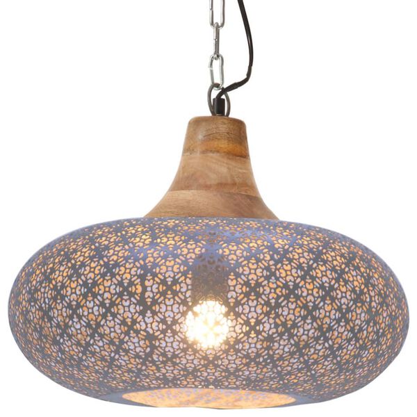 vidaXL Teollinen riippuvalaisin harmaa rauta ja t&auml;ysi puu 40 cm E27