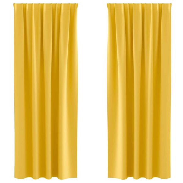 vidaXL Piment&auml;v&auml; verho renkailla 2 pcs Sinappikeltainen 260 x 140 cm