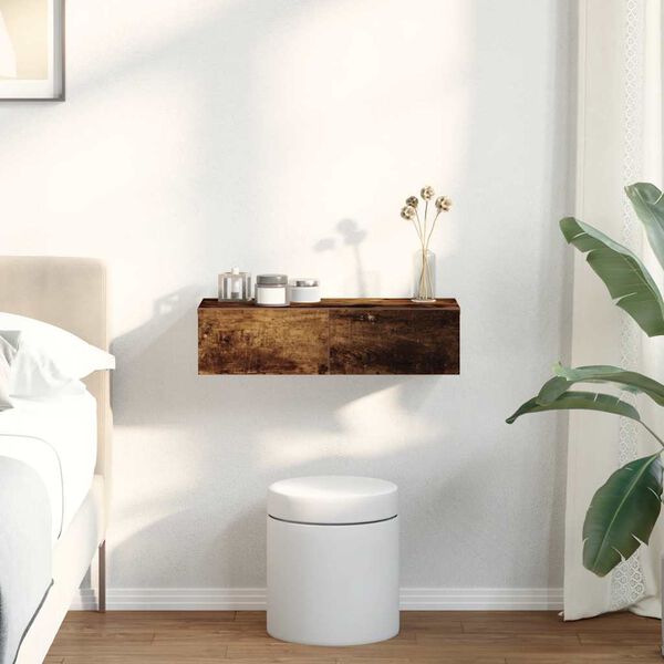 vidaXL Sein&auml;hylly laatikoilla savutammi 60x26,5x15 cm tekninen puu