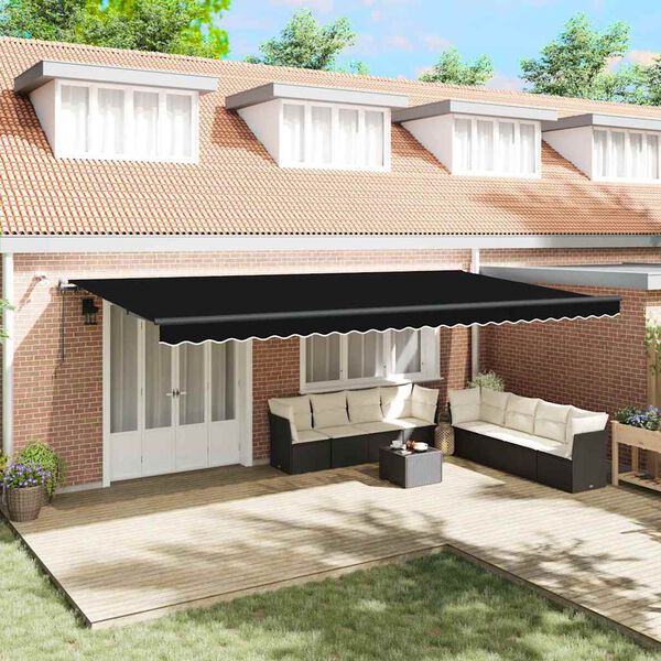 vidaXL Aurinkovarjon kangas mukana Musta 600 &times; 300 cm Polyesteri