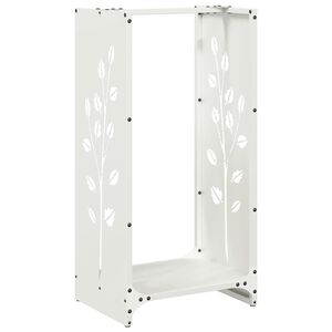 vidaXL Polttopuuteline valkoinen 40x30x80 cm kylm&auml;valssattu ter&auml;s