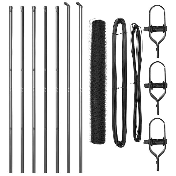 vidaXL Aitalatu Harmaa 10 x 1 m (50 mm verkko) Ter&auml;st&auml; ja PVC:t&auml;