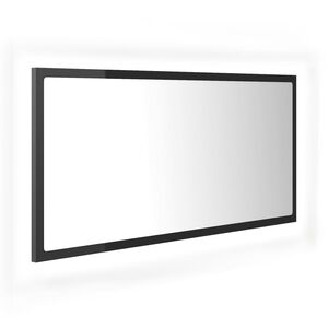 vidaXL Kylpyhuonepeili LED korkeakiilto harmaa 90x8,5x37 cm akryyli