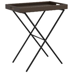 vidaXL Kokoontaittuva tarjotinp&ouml;yt&auml; ruskea 65x40x75 cm polyrottinki