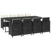 vidaXL 9-osainen Puutarharuokailuryhm&auml; tyynyill&auml; polyrottinki musta