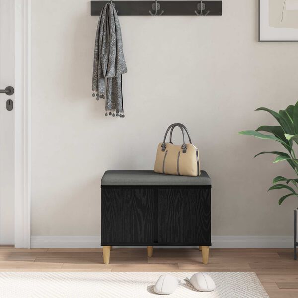 vidaXL Halli penkki tyynyll&auml; ovella Musta tammi. 60 x 38 x 46 cm