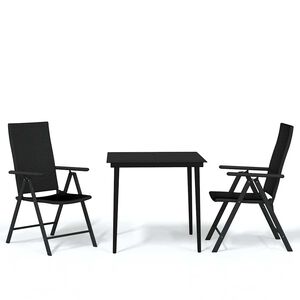 vidaXL 3-osainen Puutarharuokailuryhm&auml; musta