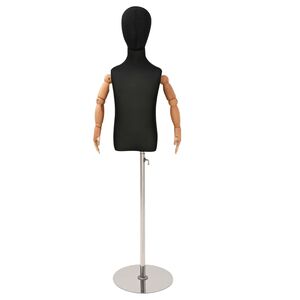 vidaXL S&auml;&auml;dett&auml;v&auml; 120-150 cm mannekiini jalustalla Unisex PP Musta