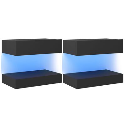 vidaXL TV-tasot LED-valoilla 2 kpl harmaa 60x35 cm