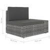 vidaXL 7-osainen Puutarhasohvasarja tyynyillä harmaa polyrottinki
