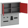 vidaXL Ty&ouml;kalukaappi ja pegboard-setti hyllyll&auml; lukkoon 3 pcs Punainen