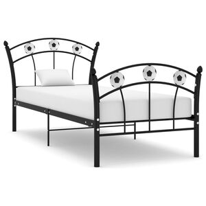 vidaXL S&auml;ngynrunko jalkapallokoristeet musta metalli 90x200 cm