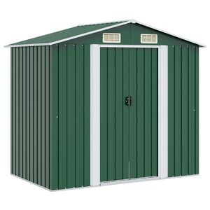 vidaXL Puutarhan varastovaja Metalli 204x132x186 cm Vihre&auml;