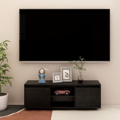 vidaXL TV-taso musta 110x30x40 cm täysi mänty