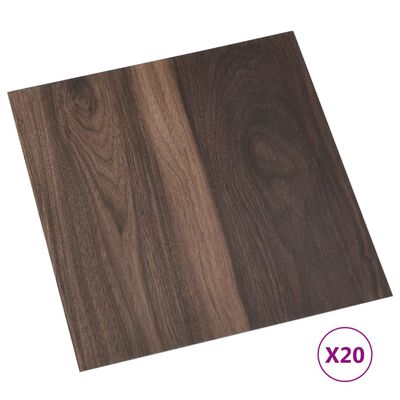 vidaXL Itsekiinnittyvä lattialankku 20 kpl PVC 1,86 m² tummanruskea