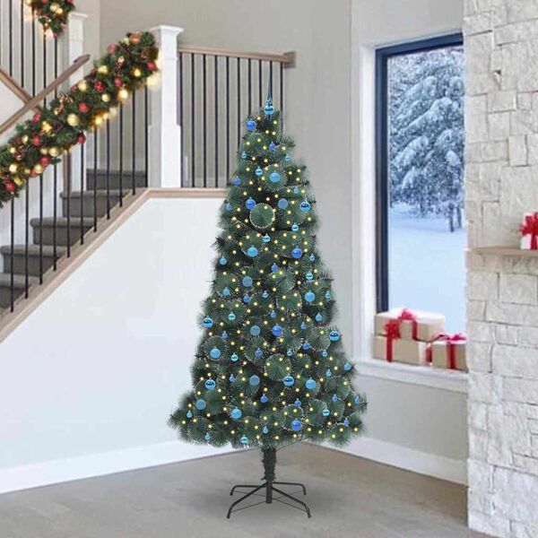 vidaXL Tekokuan esivalmisteltu joulukuusi kuulajoukkueella 240 cm PET