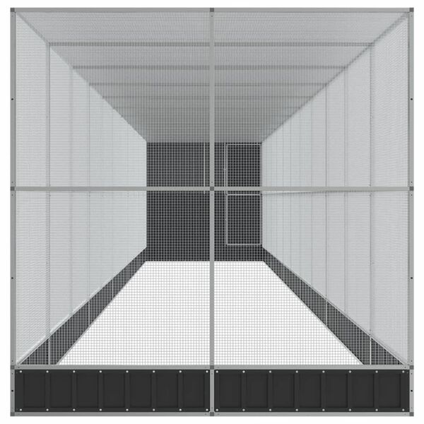 vidaXL Aviaario jatkeella hopea 1244x203x216 cm teräs