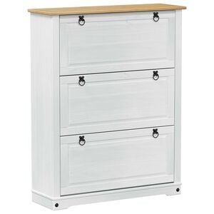 vidaXL Kenk&auml;kaappi Corona Valkoinen 99 x 32 x 122 cm Massiivinen m&auml;nty