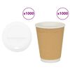 vidaXL Paperiset kahvikupit kansilla 1000 kpl 12oz 300ml