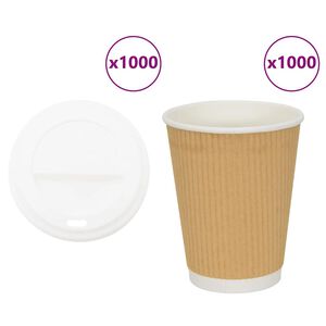 vidaXL Paperiset kahvikupit kansilla 1000 kpl 12oz 300ml
