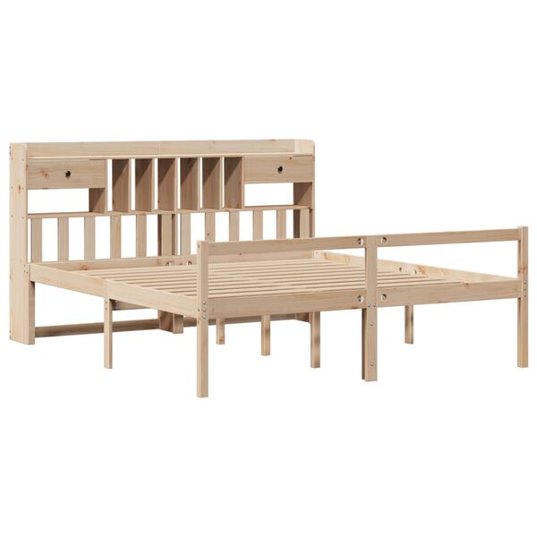 vidaXL Sänky kirjahyllyllä ilman patjaa 180x200 cm täysi mänty