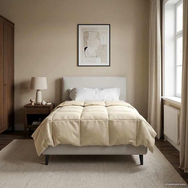 vidaXL Koko Vuoden Peitto Quiltottu Kerma 155 x 220 cm Mikrokuitu