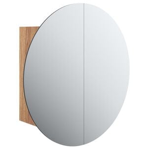 vidaXL Kylpyhuoneen kaappi ja py&ouml;re&auml; peili LED-valot tammi 40x40x17,5