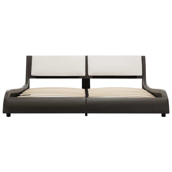 vidaXL S&auml;ngyn runko harmaa ja valkoinen 160 x 200 cm Keinonahka