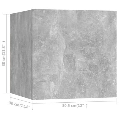 vidaXL Seinäkiinnitettävä TV-taso 4 kpl betoninharmaa 30,5x30x30 cm