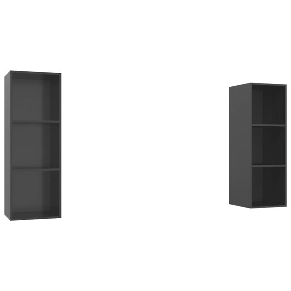 vidaXL Seinäkiinnitettävät TV-tasot 2 kpl korkeak. harmaa tekninen puu