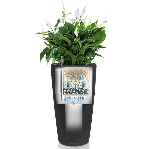 LECHUZA Kukkalaatikko Rondo 40 ALL-IN-ONE metallinen hiili