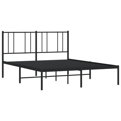 vidaXL Metallinen sängynrunko päädyllä musta 150x200 cm