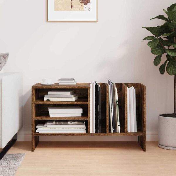 vidaXL Levykaappi hyllyllä Savupähkinä 78,5 x 35 x 45 cm Tekninen puu