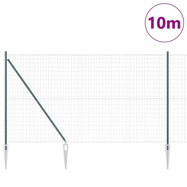 vidaXL Aita paalujen kanssa Vihre&auml; 1.6 x 10 m Ter&auml;s