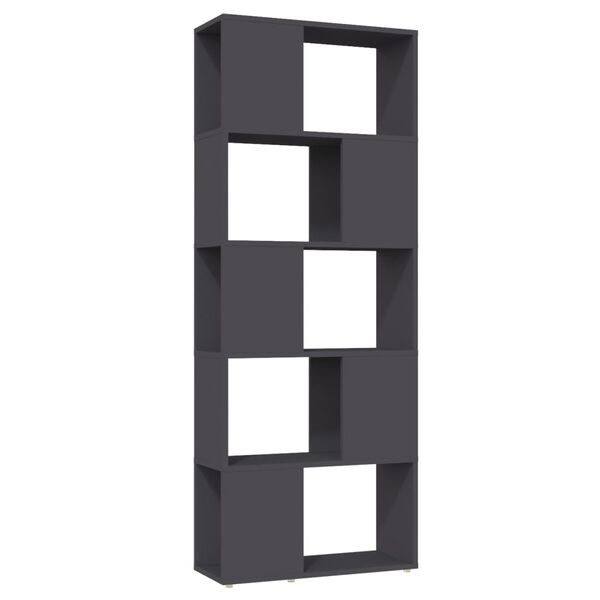vidaXL Kirjahylly/tilanjakaja harmaa 60x24x155 cm lastulevy
