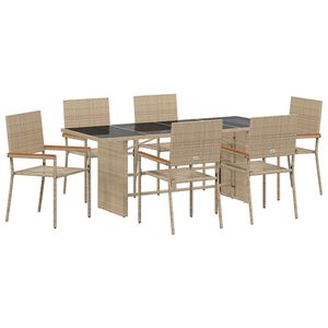 vidaXL Piharuokailu setti 7 kpl Beige polyrottinki