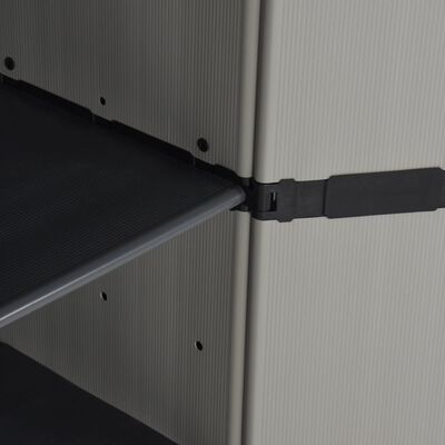 vidaXL Puutarhan varastokaappi 3 hyllyä harmaa ja musta 34x40x168 cm